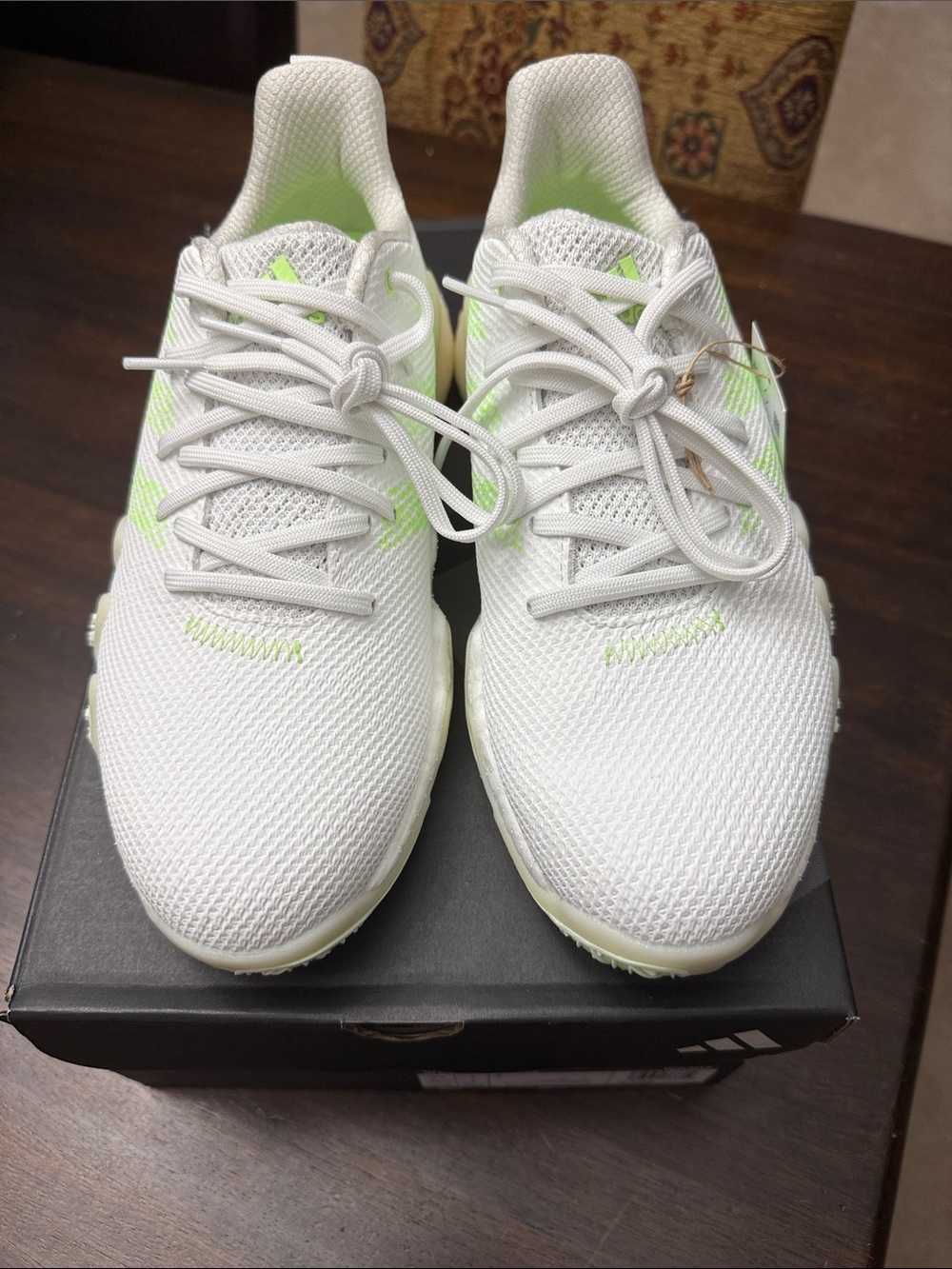 adidas Women's White Golf Shoes with Neon Green Accents